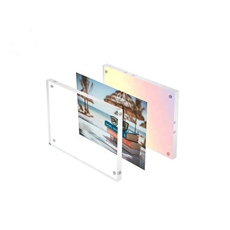 8x10inch Acrylic Rainbow Magnetic Photo Frames Double Sided Frameless Desktop Display Acrylic Picture Frame for Family Friends