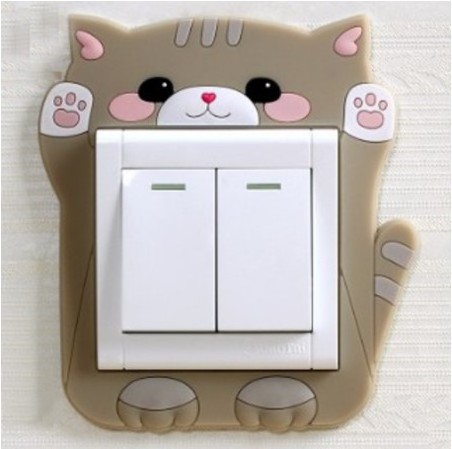 Custom Cute Cartoon Animal  Power Socket Stickers Decoration Waterproof Wall Stickers