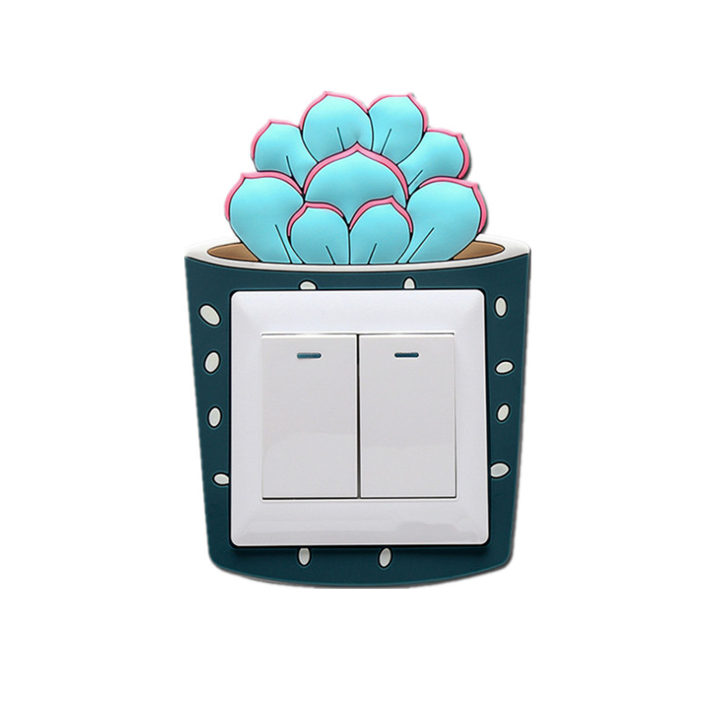 Custom Cute Cartoon 3D stickers Cactus Fluorescent Wall Stickers On-off Switch Stickers Kids Luminous Light Switch Stick