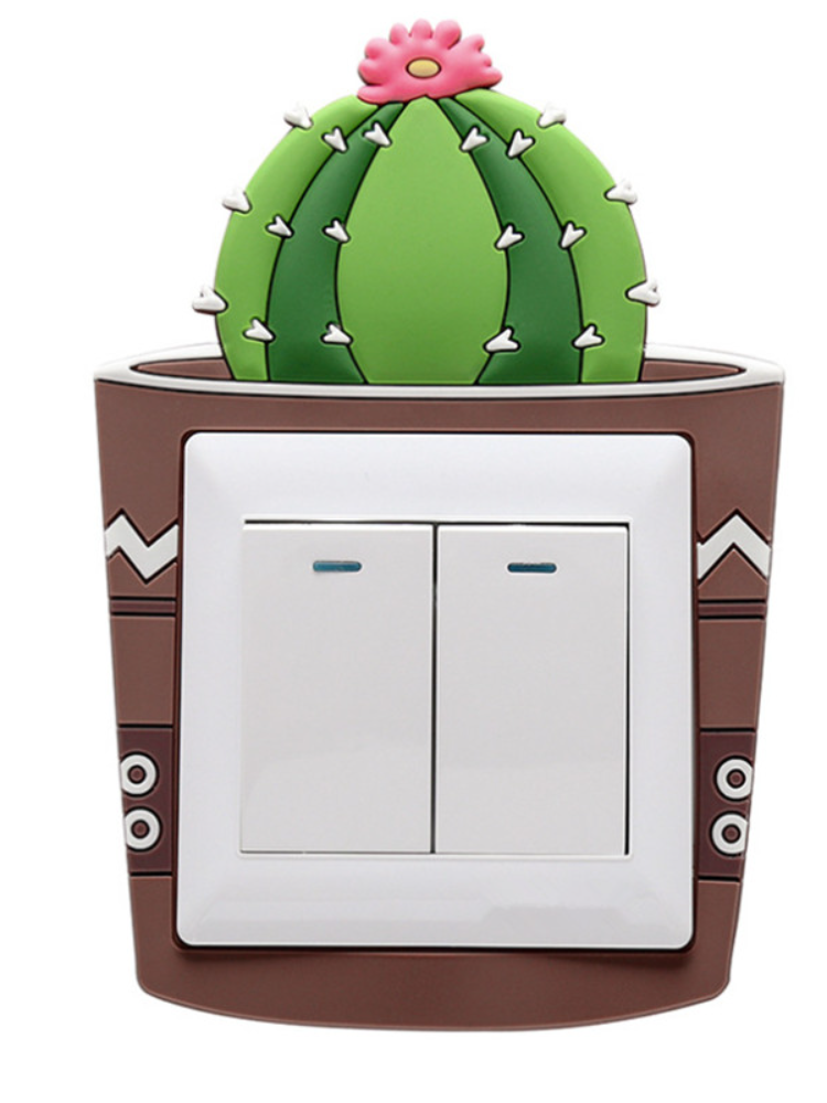 Custom Cute Cartoon 3D stickers Cactus Fluorescent Wall Stickers On-off Switch Stickers Kids Luminous Light Switch Stick