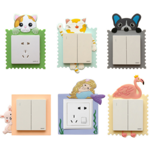 Custom Children Bedroom Switch Stickers Home Decoration Luminous Silicone Switch Covers  Cartoon Animals Switch 3D Stickers