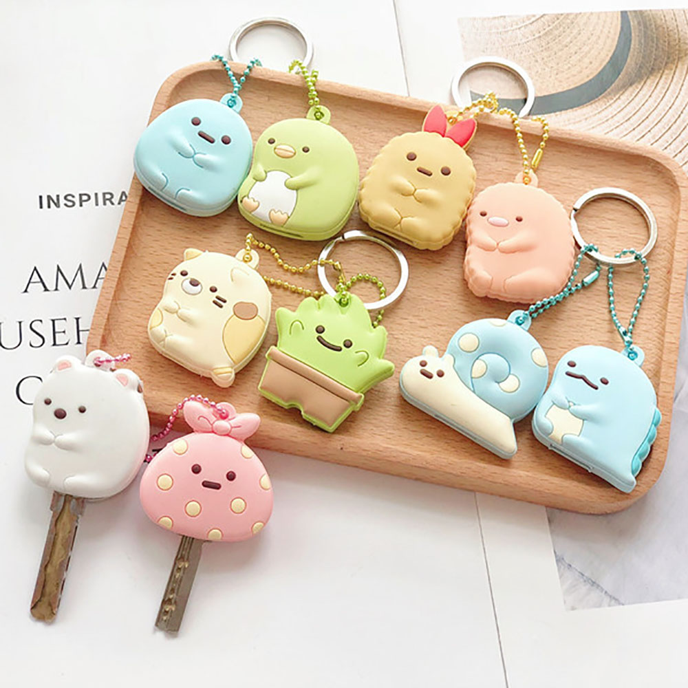 Lovely Cartoon Silicone Protective Key Case Cover For Key Control Dust Cover Holder Animation Figures key Pendant Key Holder