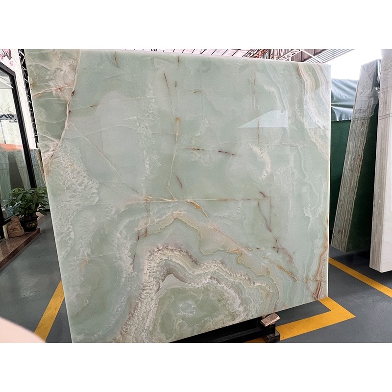 Natural Pakistan Iran Light Green Jade Onyx Background Wall Onyx Marble Stone Tiles Slab Price