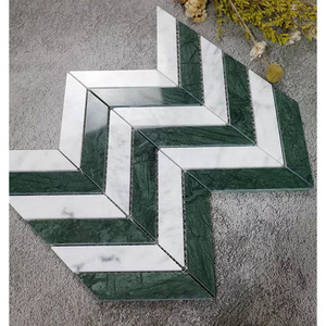 Green Fishbone Herringbone Shape Wall Marble Mosaic Tile Bathroom Kitchen Backsplash Wall Decor