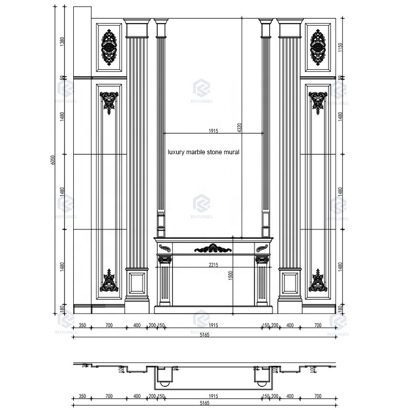 Qatar Home Villa Marble Stone Project Decorative Waterjet Flooring Luxury Marble Wall Mural Stone Pillar Column