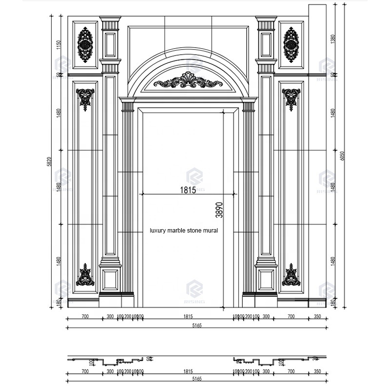 Qatar Home Villa Marble Stone Project Decorative Waterjet Flooring Luxury Marble Wall Mural Stone Pillar Column