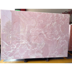 Natural Stone Polished Pink Onyx Marble Tiles Bathroom Vanity Sink Bathtub Table Countertops Pink Onyx Slab