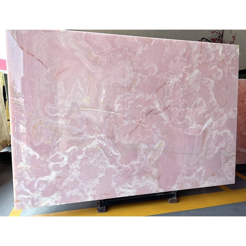 Natural Stone Polished Pink Onyx Marble Tiles Bathroom Vanity Sink Bathtub Table Countertops Pink Onyx Slab