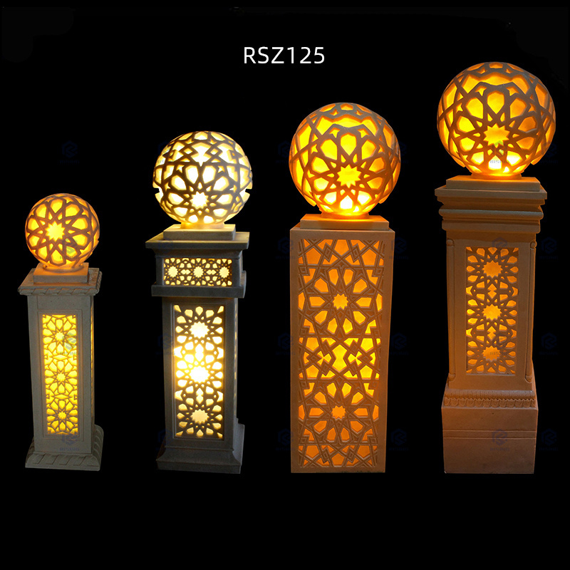 Hand Carved Sandstone Stone Lanterns Outdoor Garden Decor LED Light Natural Stone Lampe