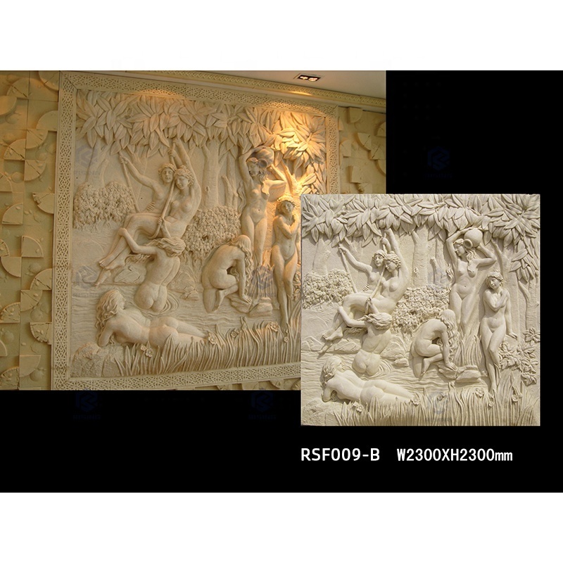 Custom Hand Carved Natural Sandstone Figure Relief Sculpture 3D Art Wall Mural Marble Stone Relief