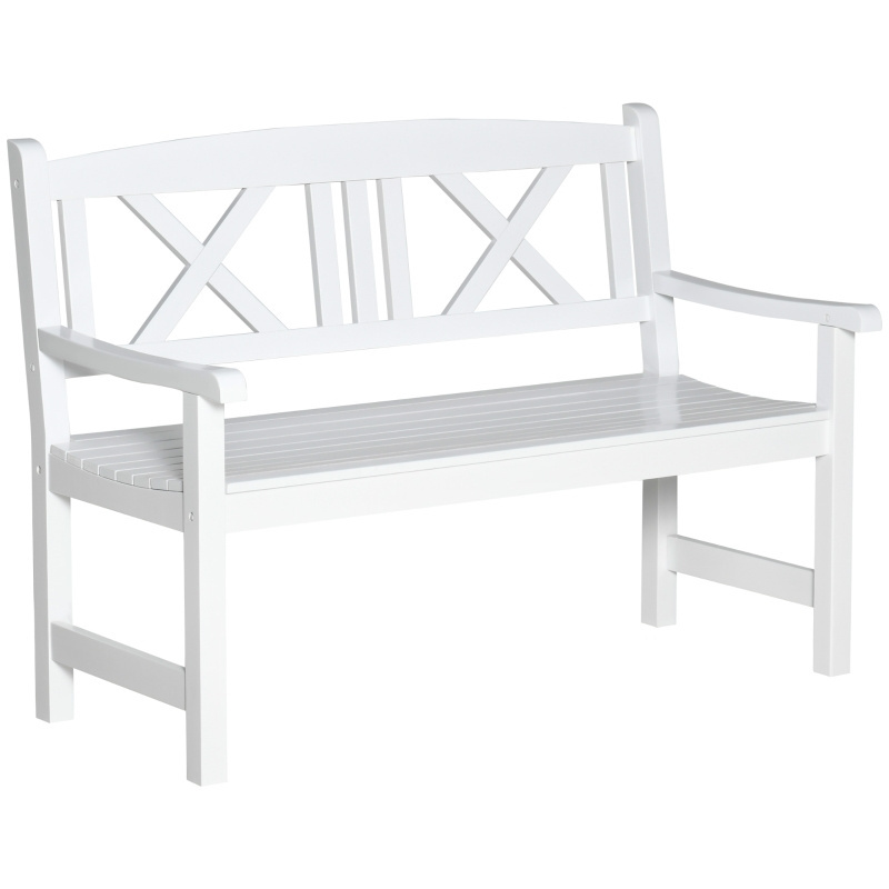 Outdoor Foldable Garden Bench 2-Seater Patio Wooden Bench Loveseat Chair with Backrest and Armrest for Patio NORDIC BENCH