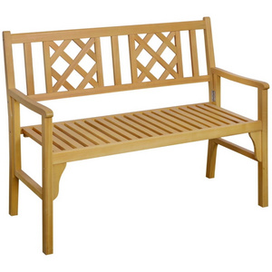 Outdoor Foldable Garden Bench 2-Seater Patio Wooden Bench Loveseat Chair with Backrest and Armrest for Patio NORDIC BENCH