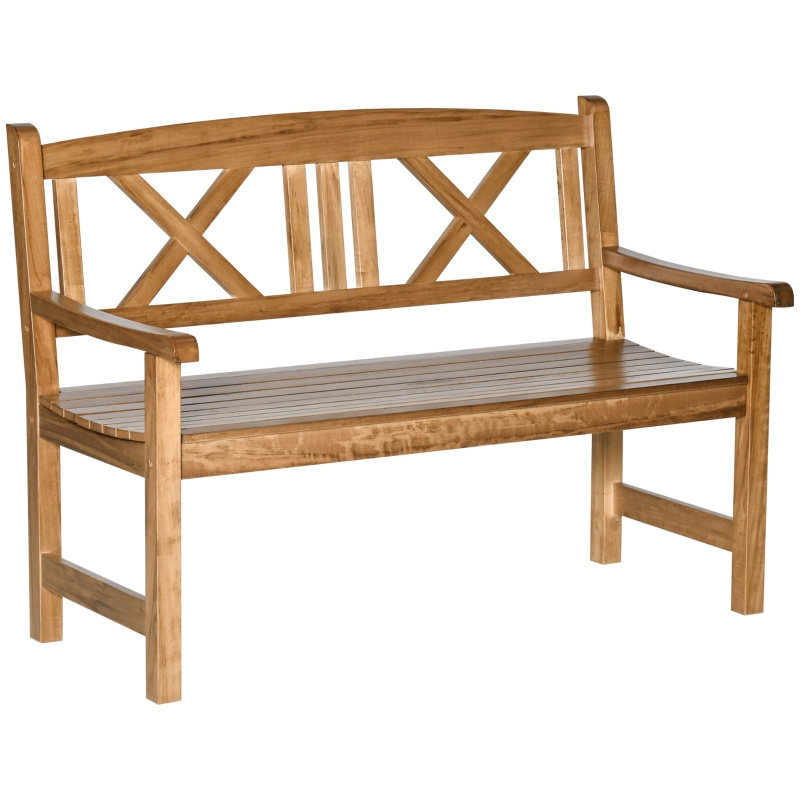 Outdoor Foldable Garden Bench 2-Seater Patio Wooden Bench Loveseat Chair with Backrest and Armrest for Patio NORDIC BENCH