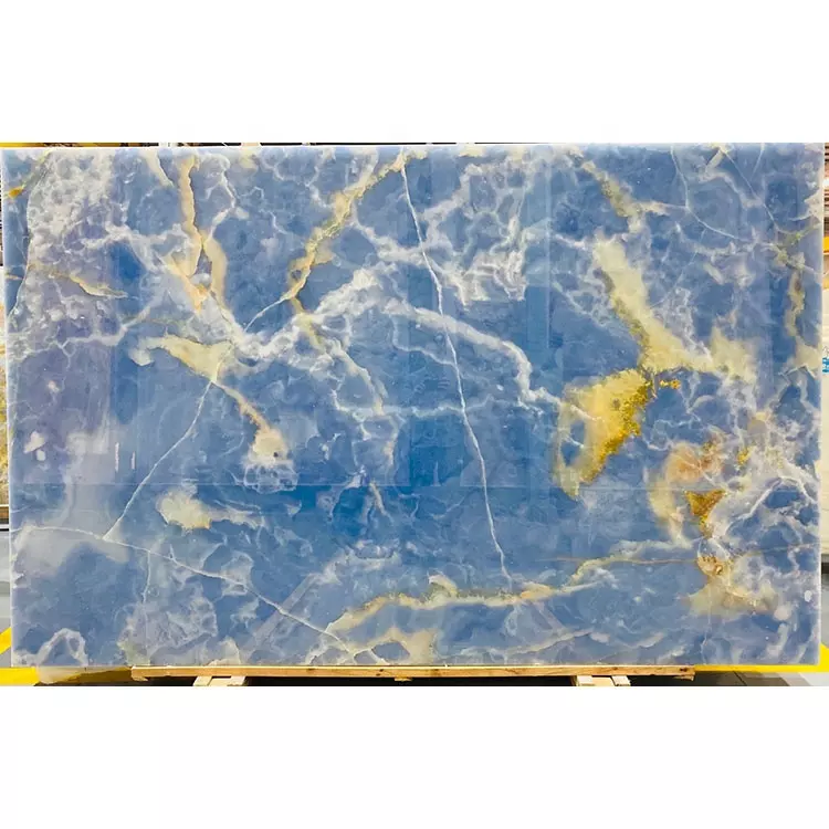 Luxury Translucent Marble Price Backlit Natural Stone Panel Blue Onyx Marble Slab for Countertop Home Decoration