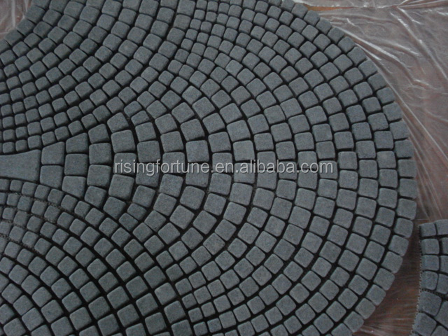 Black cobblestone paver mats