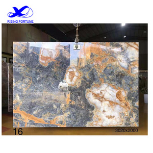 High quality interior feature wall cladding and floor natural blue green and pink onyx slab tile