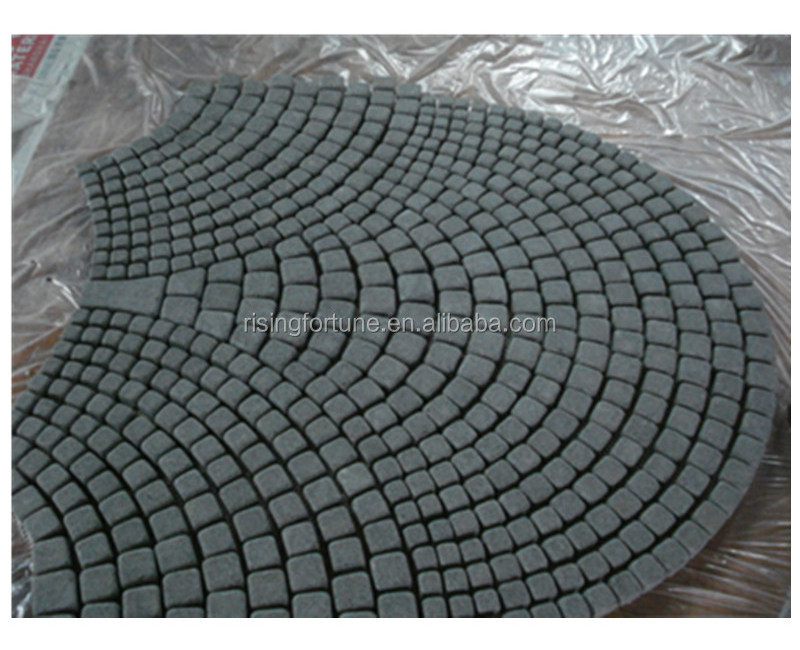 Black cobblestone paver mats