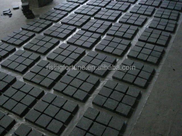 Black cobblestone paver mats