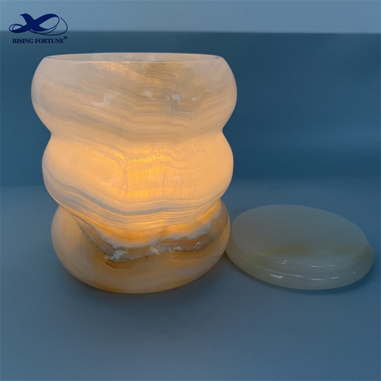 Custom Logo OEM/ODM New Arrival Onyx Wheel Candle Jars Decorating Marble Candle Holder With Lid and Match Glass Refills