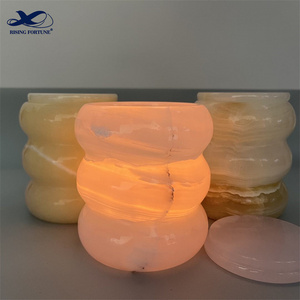 Custom Logo OEM/ODM New Arrival Onyx Wheel Candle Jars Decorating Marble Candle Holder With Lid and Match Glass Refills