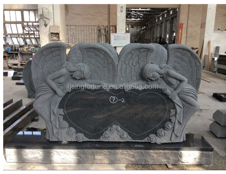 Double heart shaped headstone and tombstone