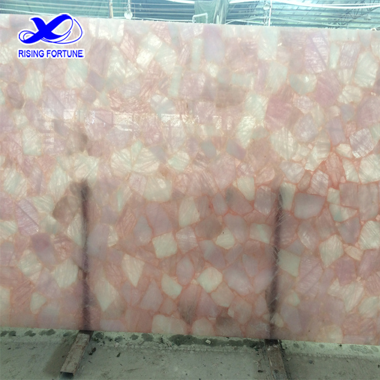 Luxury Rose Quartz Slab Stone White Stone Countertop for Kitchen Table Top Vanitytop Lighth Granite Decoration Sale Edge Flat