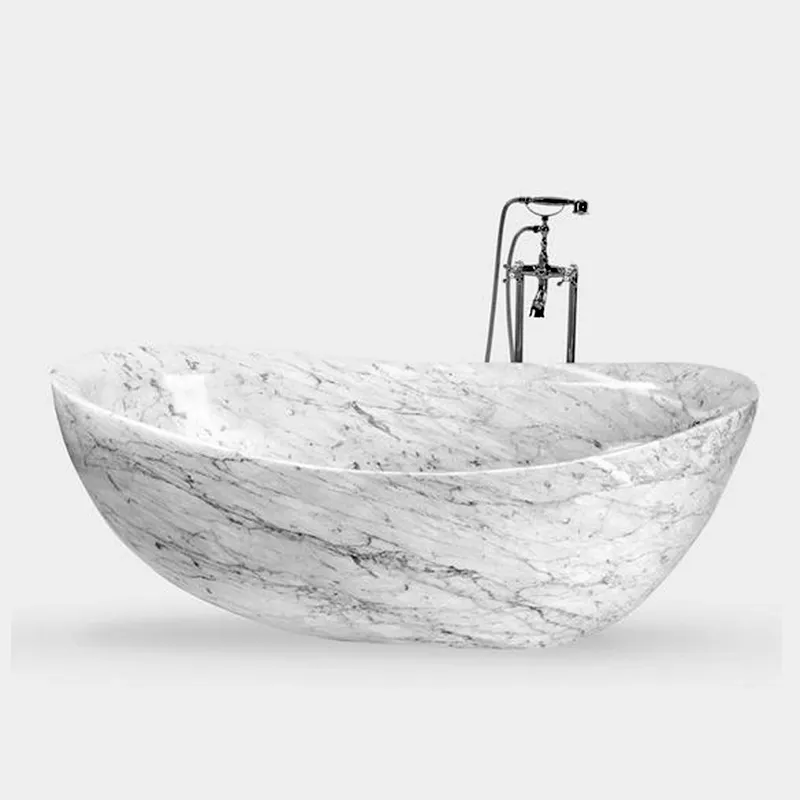 Custom Size Modern Design Freestanding Soaking Bathtub Polished Matte Natural Black Marble Stone Bathtub for Bathroom on Sale