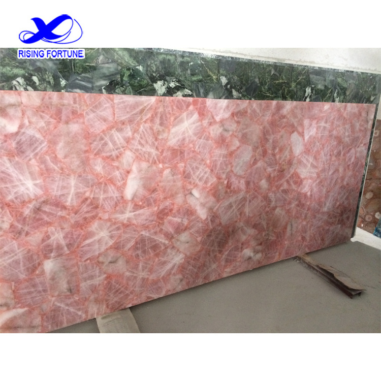 Luxury Rose Quartz Slab Stone White Stone Countertop for Kitchen Table Top Vanitytop Lighth Granite Decoration Sale Edge Flat