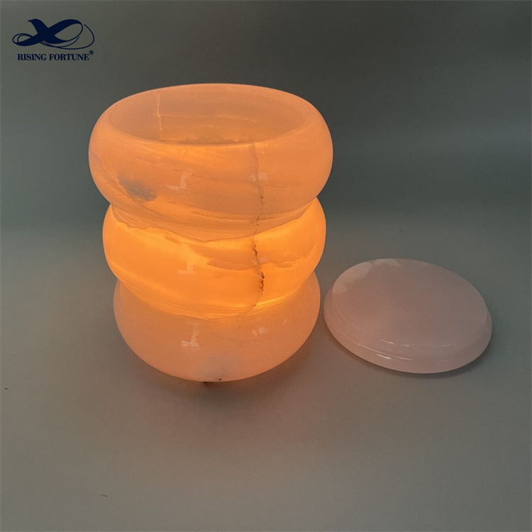 Custom Logo OEM/ODM New Arrival Onyx Wheel Candle Jars Decorating Marble Candle Holder With Lid and Match Glass Refills