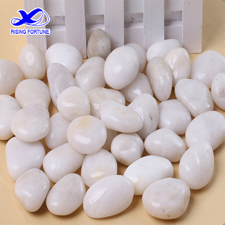 Wholesale 100% Natural Snow White Quality Pebble Stone 30X50MM Gardening and Landscaping Marble Stone Pebble China Supplier