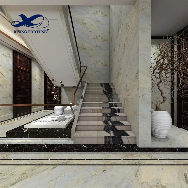 Polished Panda Marble Wall Flooring Countertop Stairs Paving Panda Marble Slab Tiles With White or Grey Veins