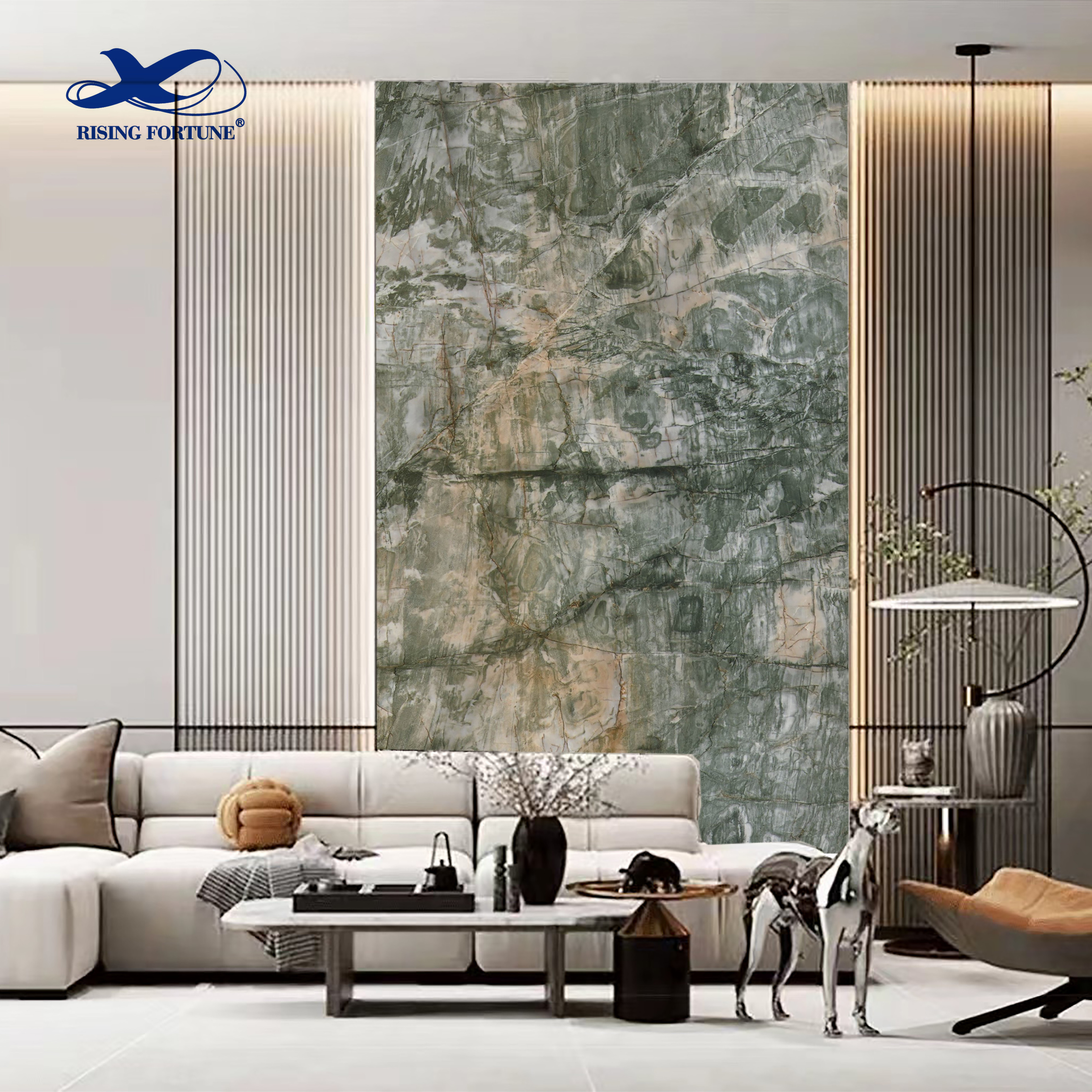 Background Wall Cut-to-Size Interior Decoration Marble Polished  Luxurious Calcite Jade Stone Modern Green Marble Slab