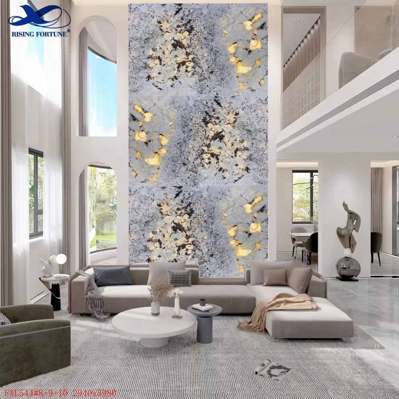 Factory Price Table Polished Marble Slab Cut-to-Size Natural Rome Impressions Light Luxury Stone Slab