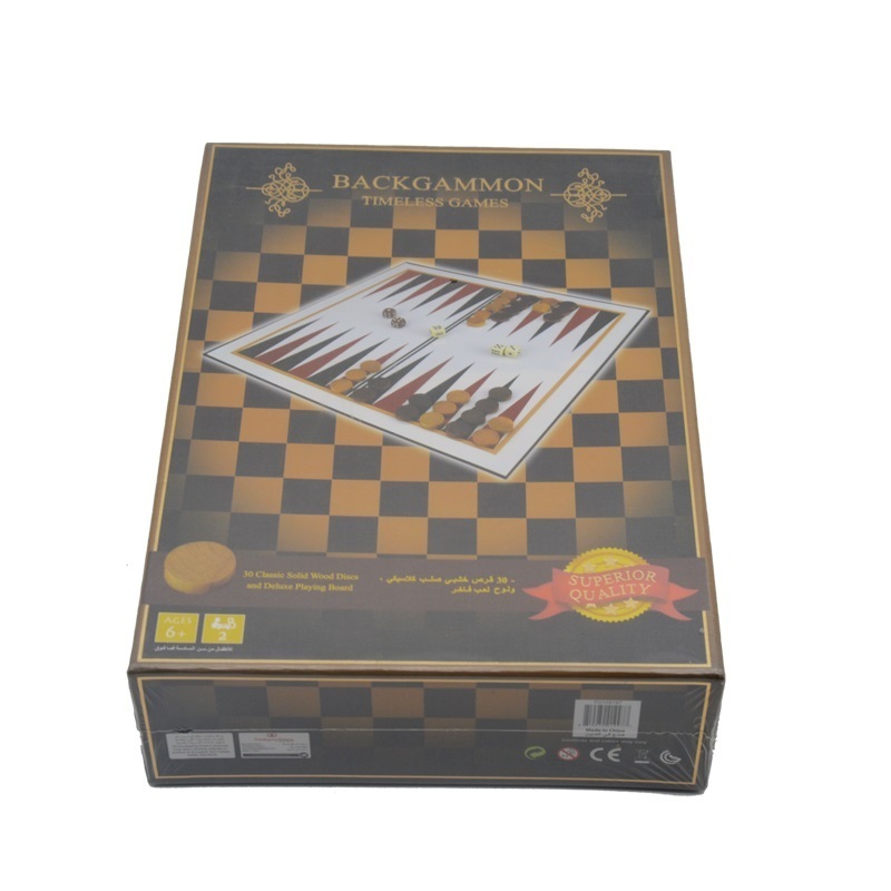 Custom Classic Wooden Luxury Oriental Backgammon Board Game Set With Solid Discs and Deluxe Playing Board