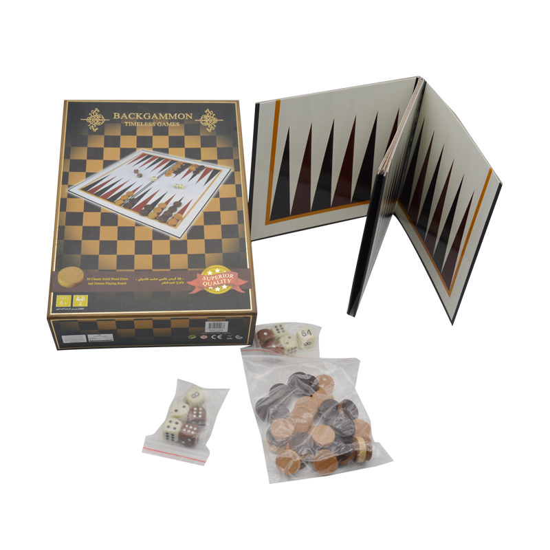 Custom Classic Wooden Luxury Oriental Backgammon Board Game Set With Solid Discs and Deluxe Playing Board