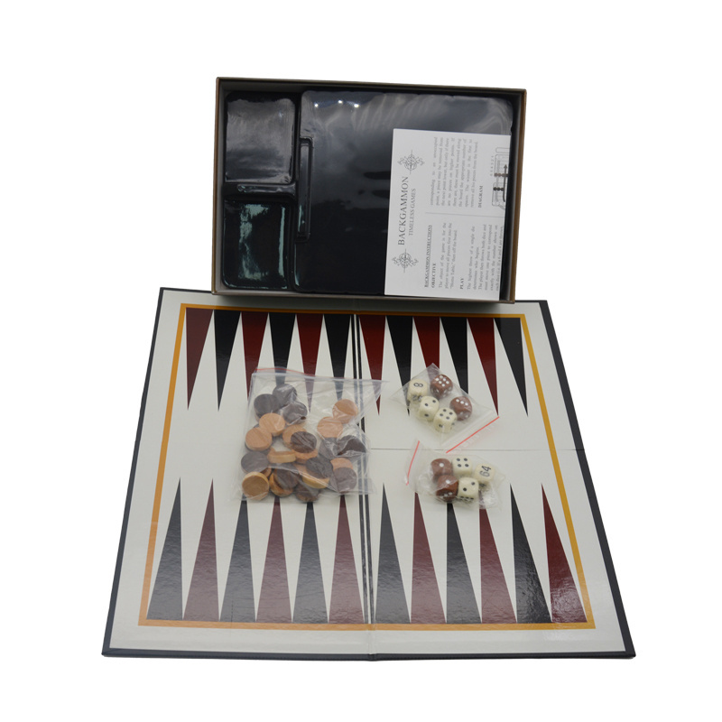 Custom Classic Wooden Luxury Oriental Backgammon Board Game Set With Solid Discs and Deluxe Playing Board