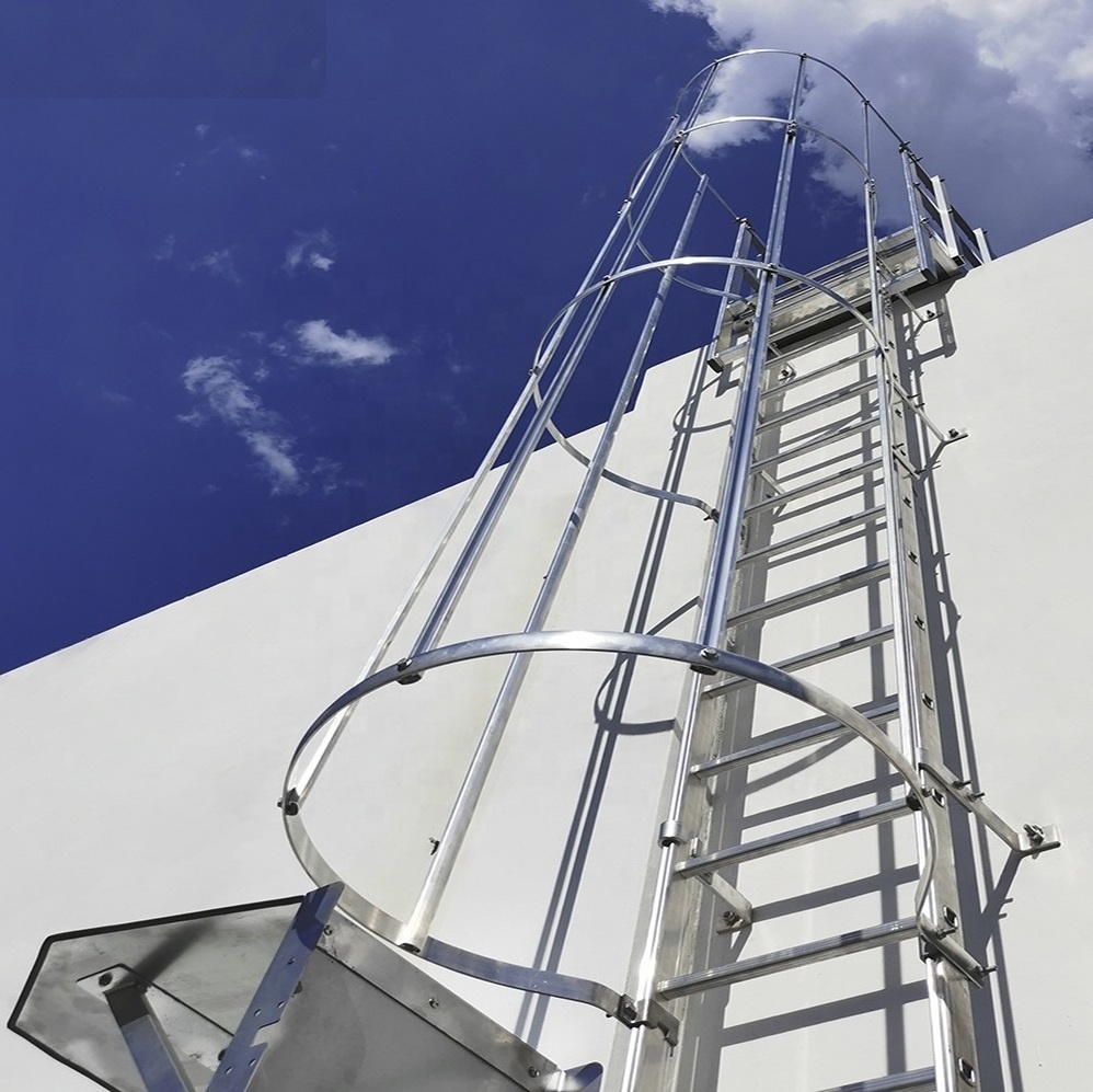 Secure Roof Access Welded Fixed Steel/Aluminum Construction Ladder