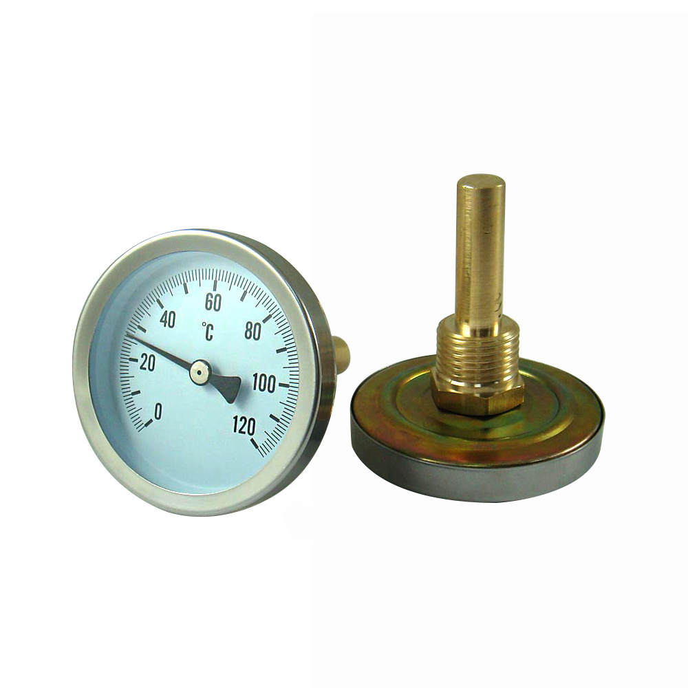 stainless steel case HVAC pipe bimetal thermometer with brass stem