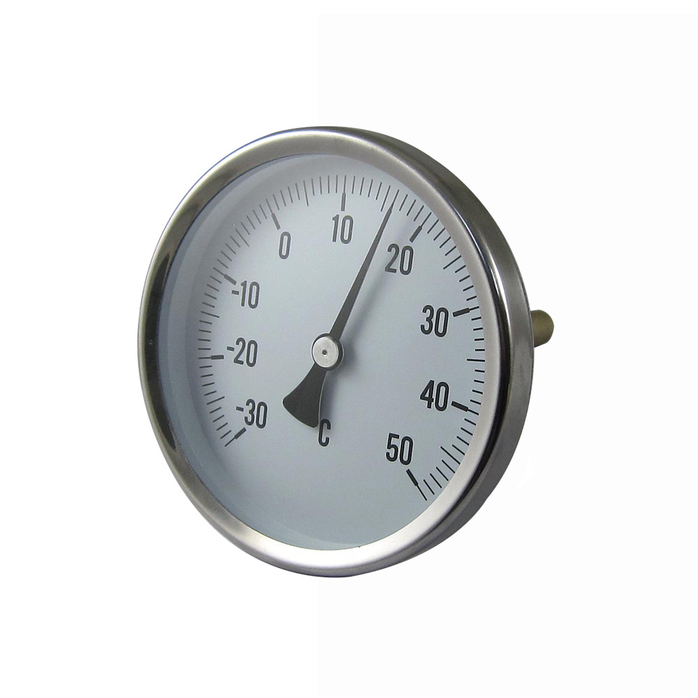 stainless steel case HVAC pipe bimetal thermometer with brass stem