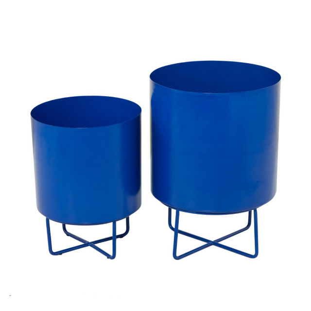 High Quality Blue Metal Floor Planter Quality Grade Decorative Metal Planter Flower Pot Bulk Supplies From Indian Exporter