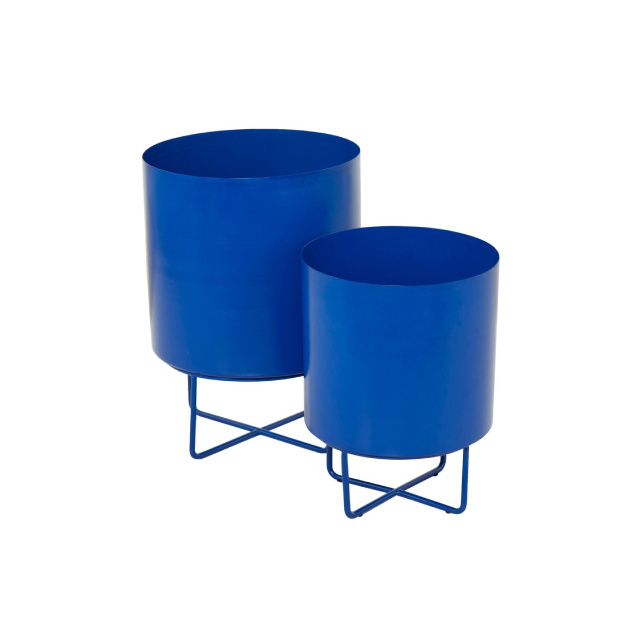 High Quality Blue Metal Floor Planter Quality Grade Decorative Metal Planter Flower Pot Bulk Supplies From Indian Exporter