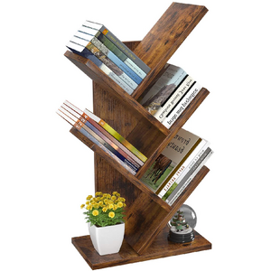 Tree Bookshelf 4 Tier Book Storage Organizer Shelves Floor Standing Bookcase Wood Storage Rack for Office Home School Shelf