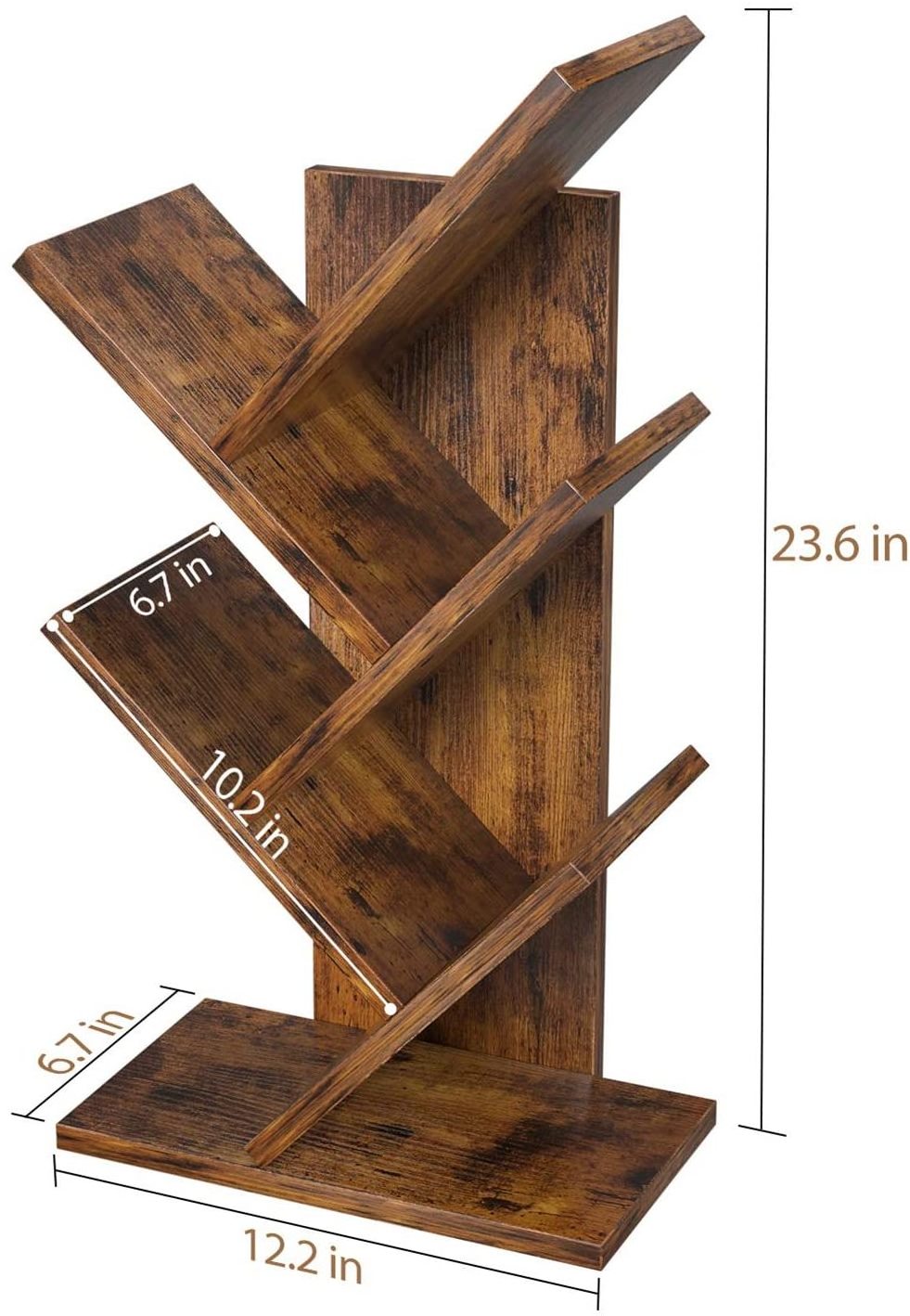 Tree Bookshelf 4 Tier Book Storage Organizer Shelves Floor Standing Bookcase Wood Storage Rack for Office Home School Shelf