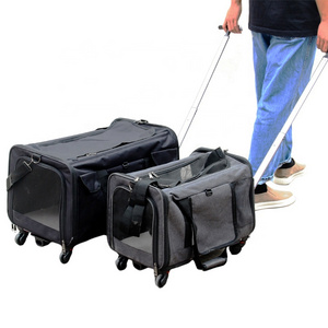 Wholesale Fashion Airline Approved Travel Foldable Expandable Bag dog Carrier Backpack Pet Travel Carrier With Wheels