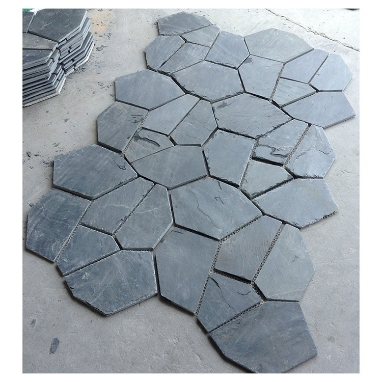 Parking garden decorations black slate stone shaped out door floor tiles