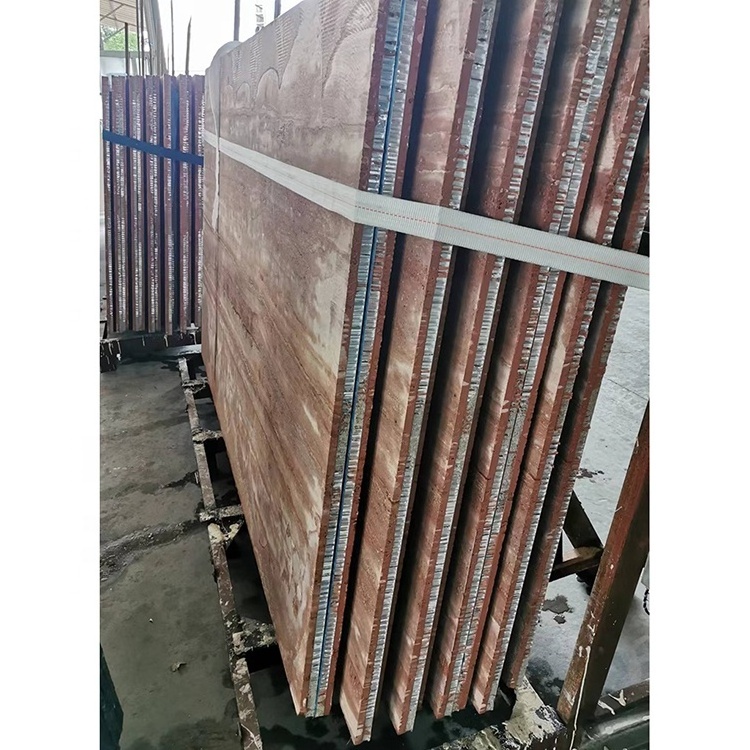 Wholesale price 1 cm red marble travertine honeycomb slab and tile