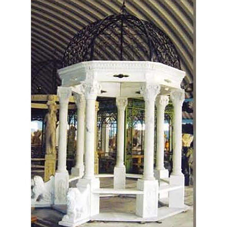 Outdoor metal roof marble stone sculpture garden dome gazebo