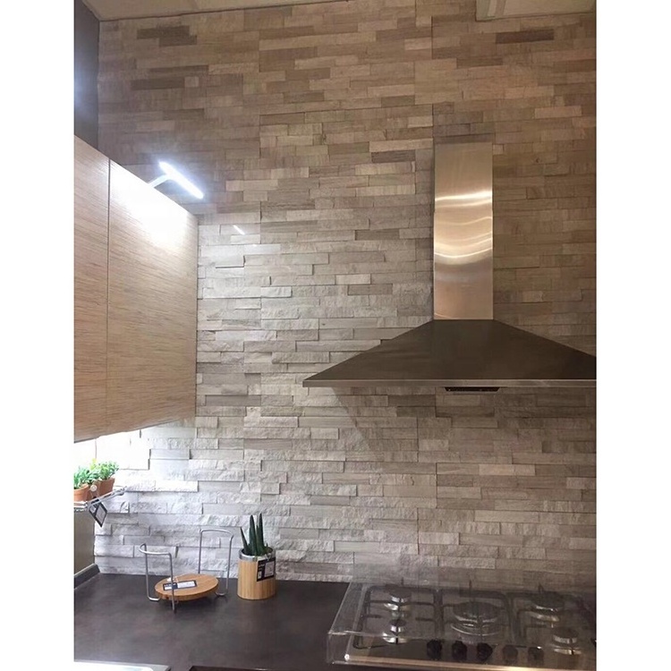 Interior wall stacked brick marble stone veneer paneling and cladding