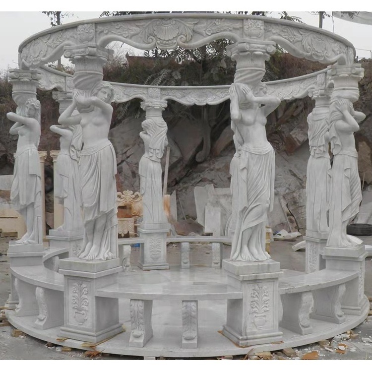 Architecture natural marble stone pavilion for garden decoration