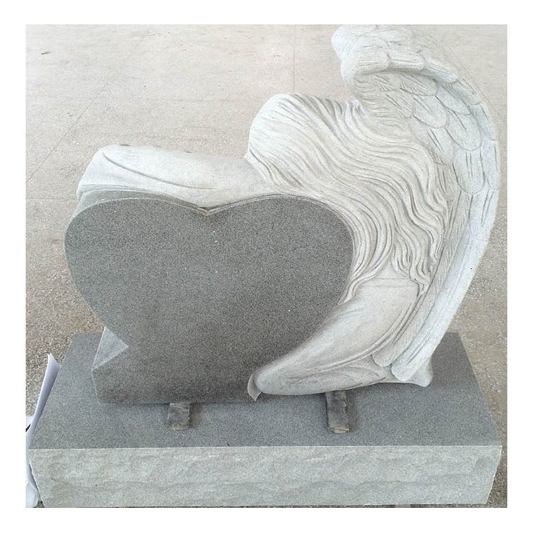 Factory price granite engraving monuments cemetery winged angel statue